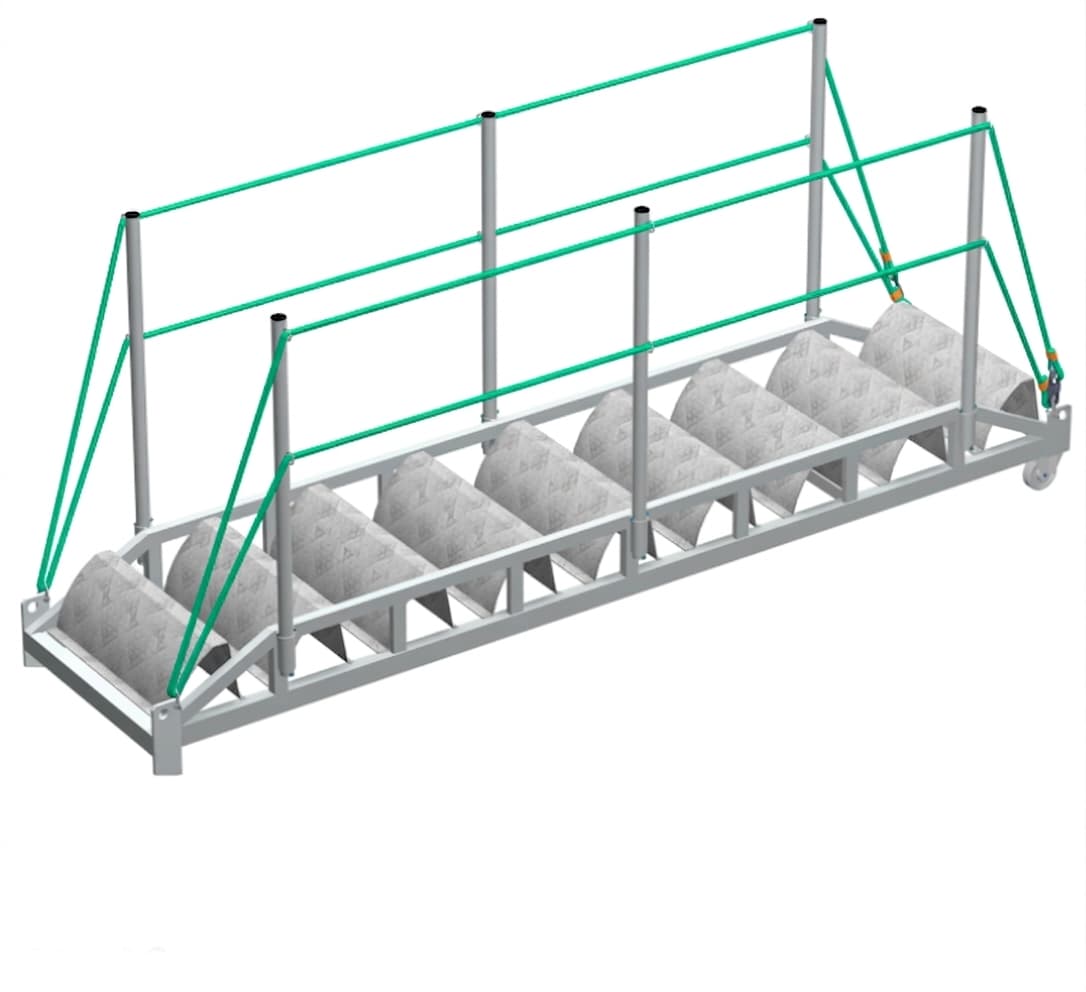 Трап-сходня алюминиевый Megal ТСА - 2х600 с эвольвентными ступенями 502020