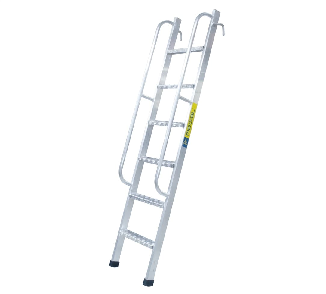 Приставная стеллажная лестница MEGAL ЛПСп-2 с поручнями 341120