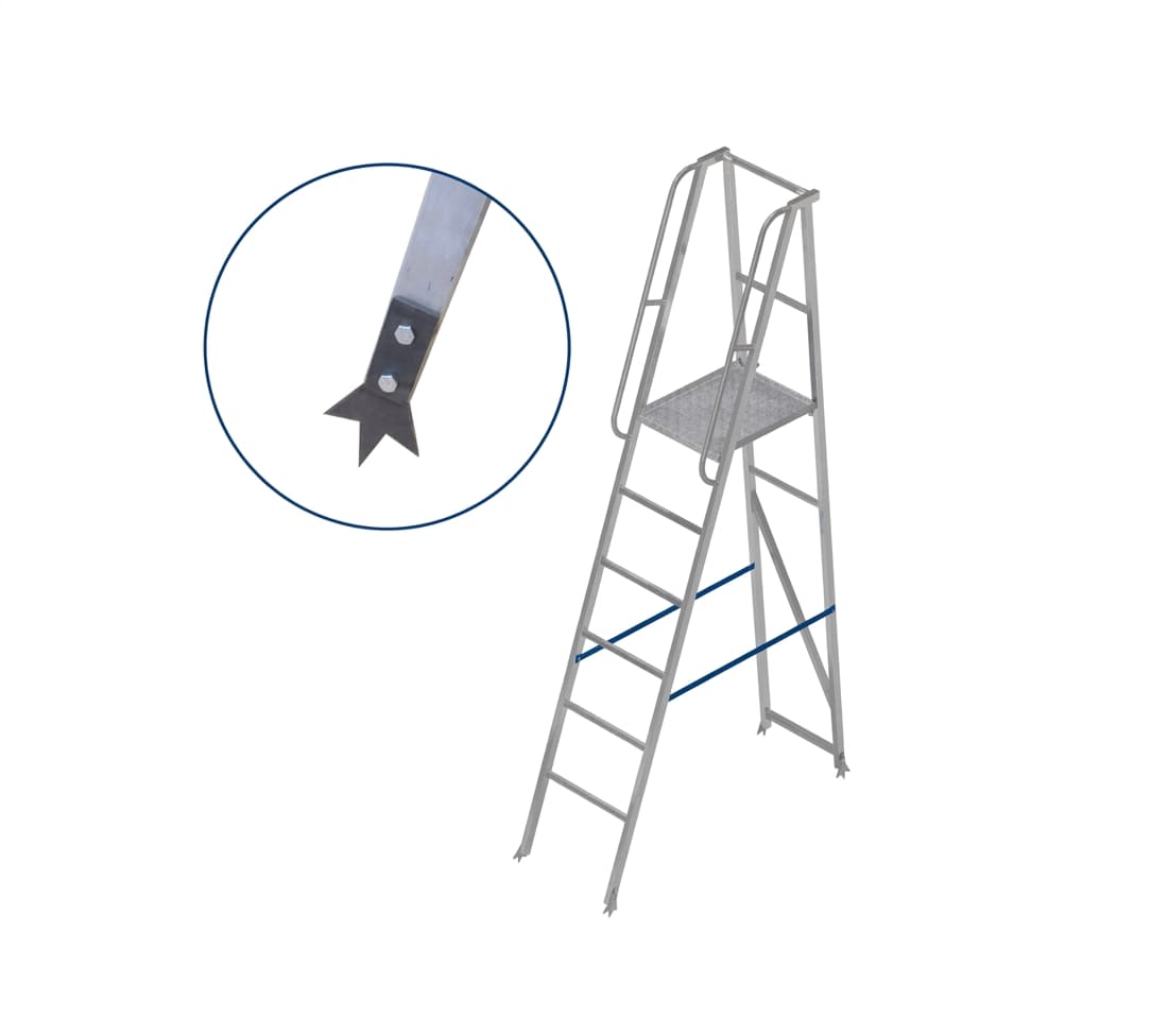 Лестница платформа фиксированной высоты MEGAL ЛПФВА Н=1,2-1 с шипами 040402