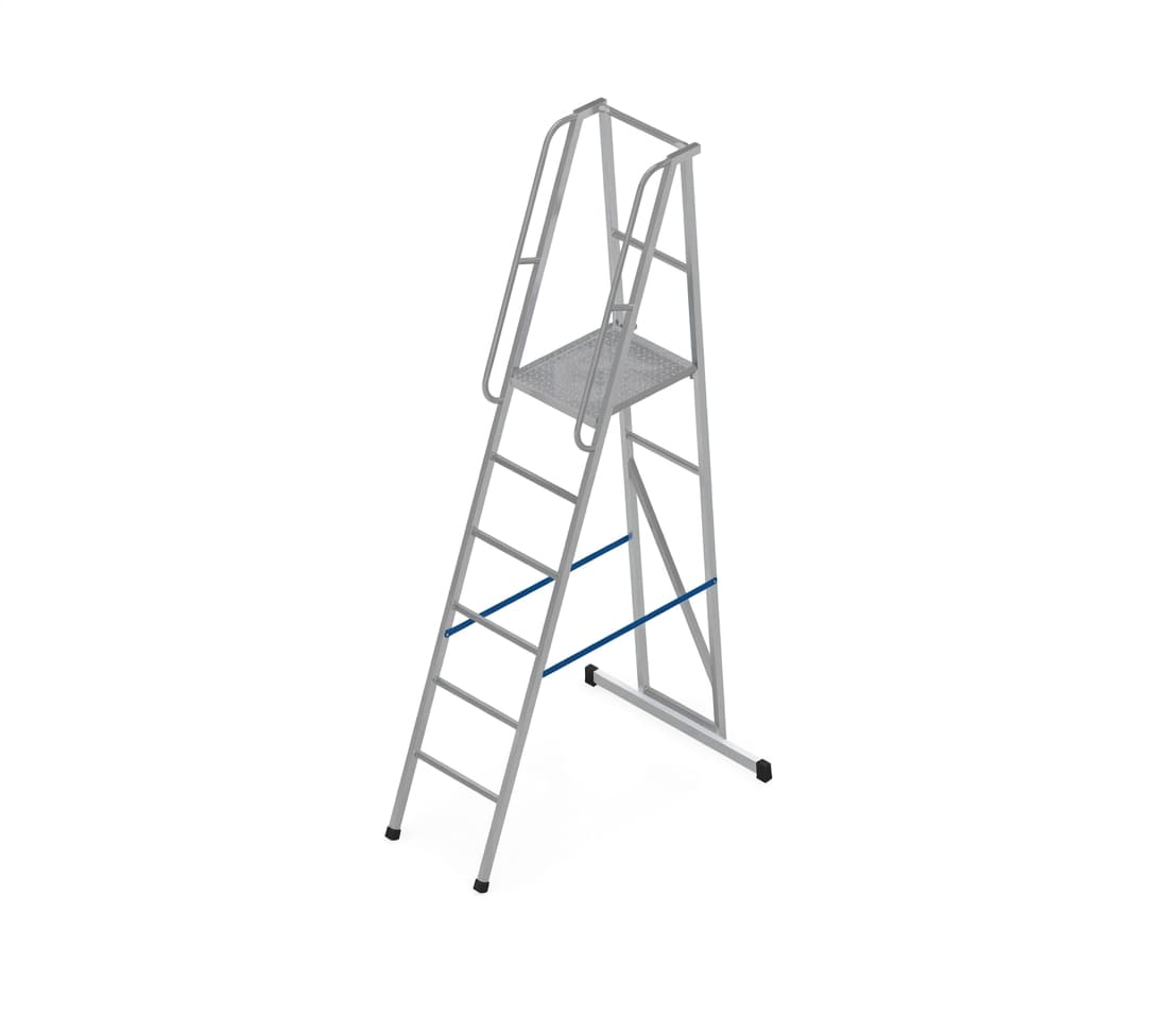 Лестница платформа фиксированной высоты MEGAL ЛПФВА Н=1,8-4 с траверсой 040704