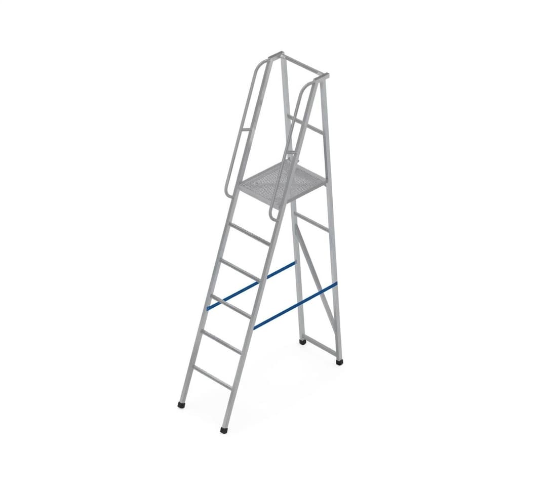 Лестница платформа фиксированной высоты MEGAL ЛПФВА Н=1-2 с резиновыми башмаками 040501