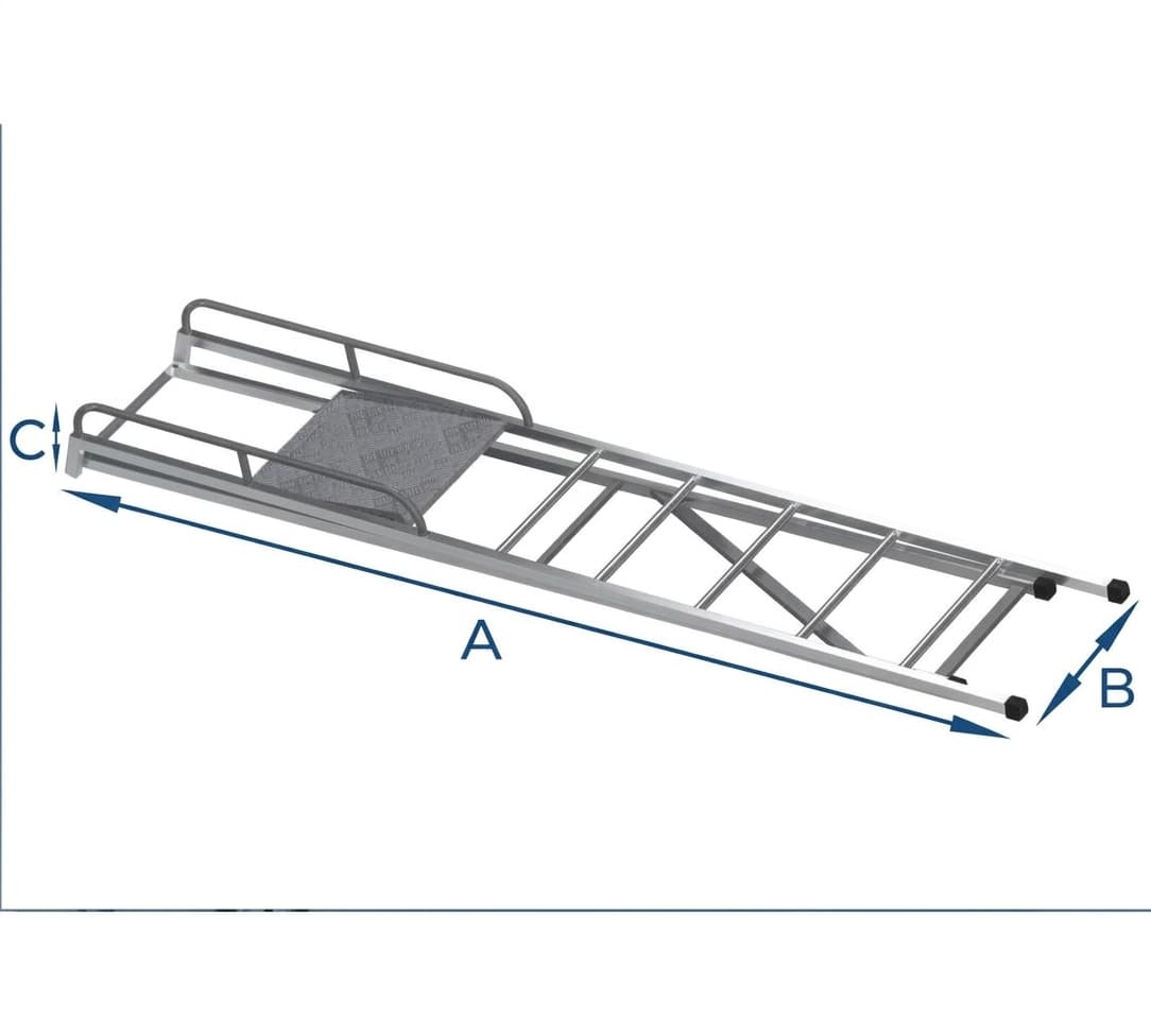 Лестница платформа фиксированной высоты MEGAL ЛПФВА Н=1-2 с резиновыми башмаками 040501
