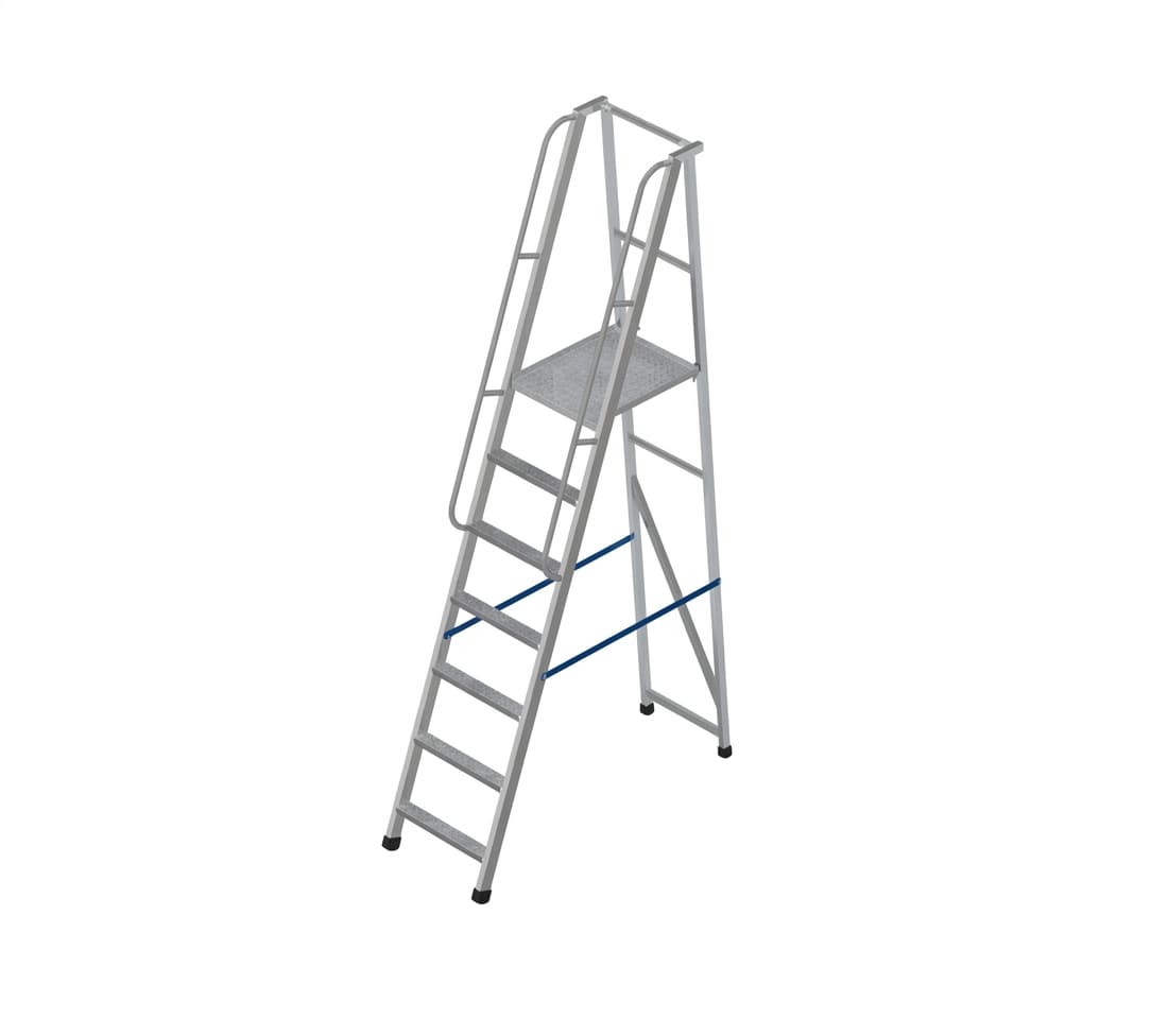 Лестница платформа фиксированной высоты MEGAL ЛПФВА Н=1,8-6 с широкими ступенями 040904